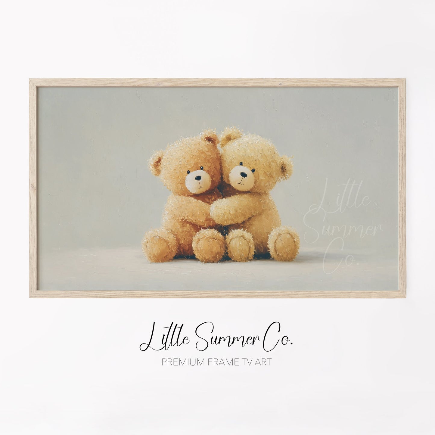 Hugging Teddy Bears Frame TV Art displayed on a TV