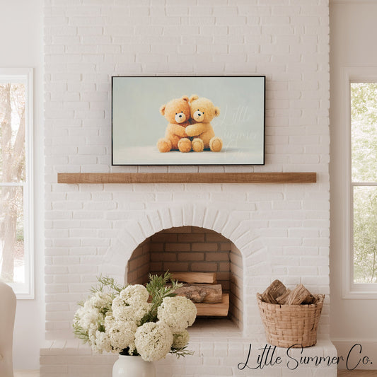 Hugging Teddy Bears Frame TV Art displayed on a TV