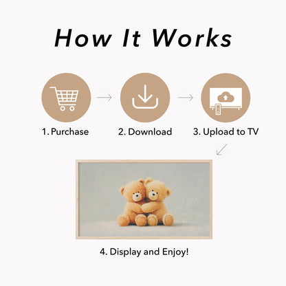 Hugging Teddy Bears Frame TV Art displayed on a TV
