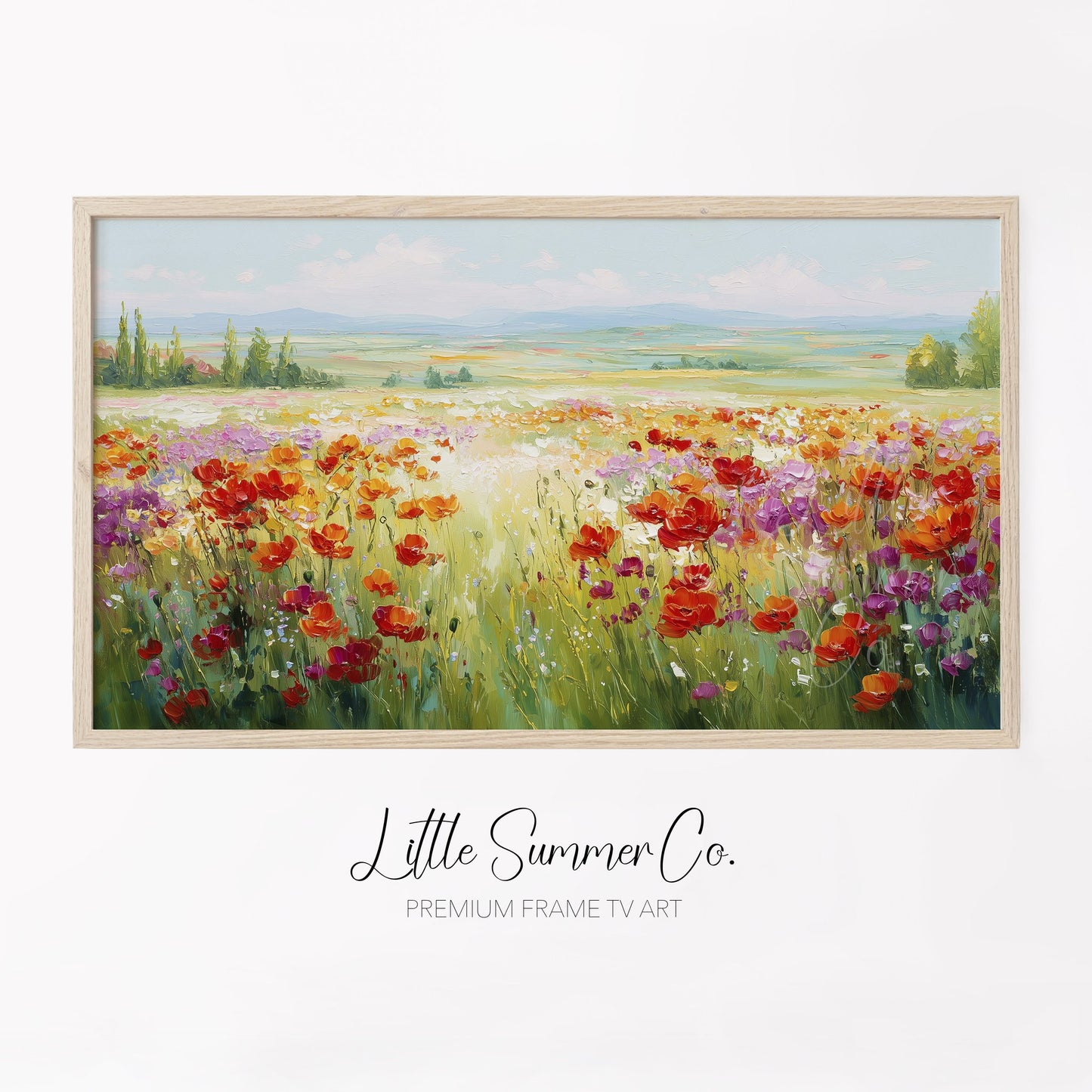 Summer Wildflower Field Frame TV Art displayed on a TV