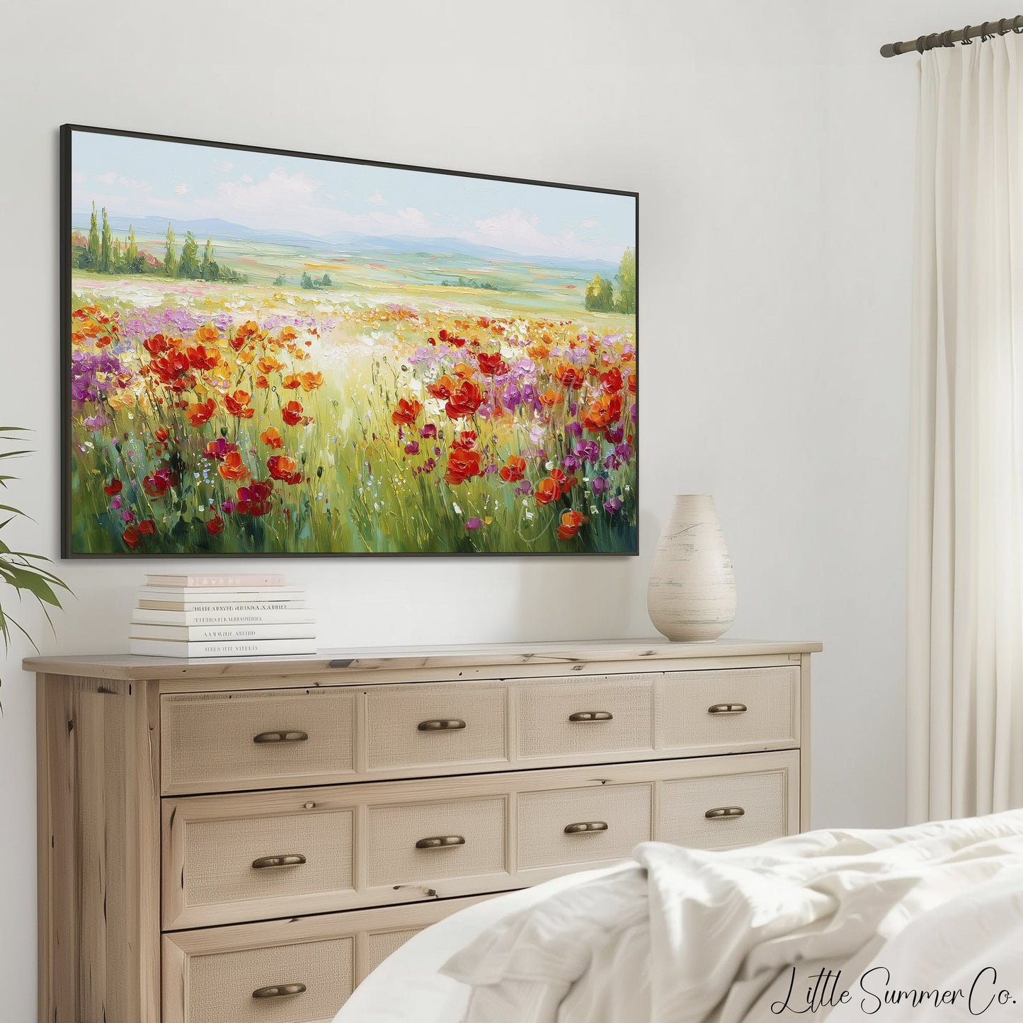 Summer Wildflower Field Frame TV Art displayed on a TV