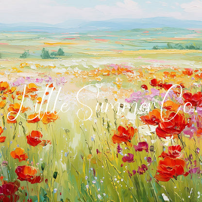 Summer Wildflower Field Frame TV Art displayed on a TV