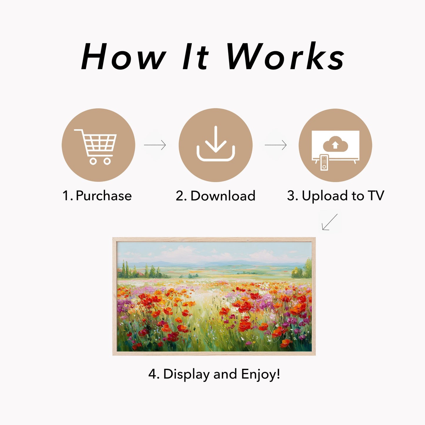Summer Wildflower Field Frame TV Art displayed on a TV