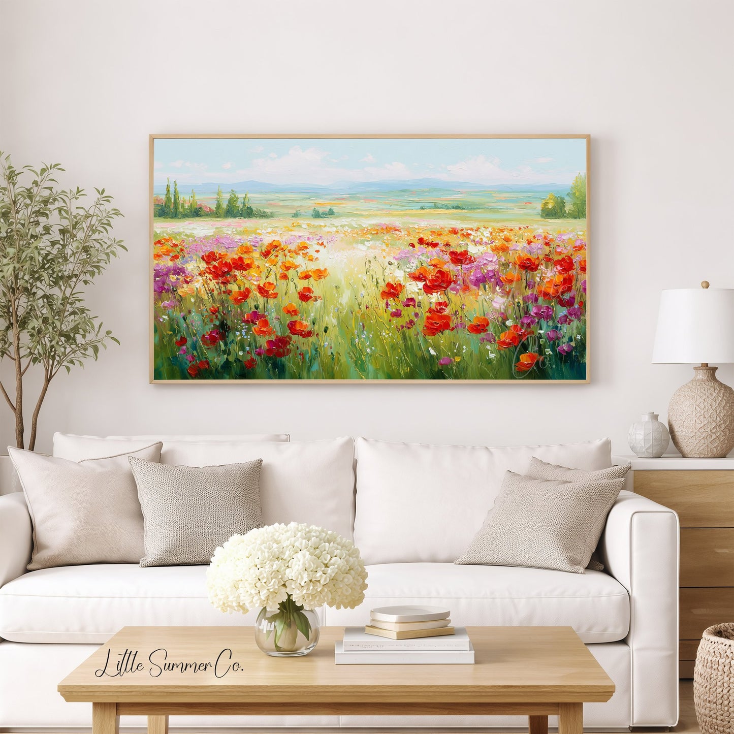 Summer Wildflower Field Frame TV Art displayed on a TV