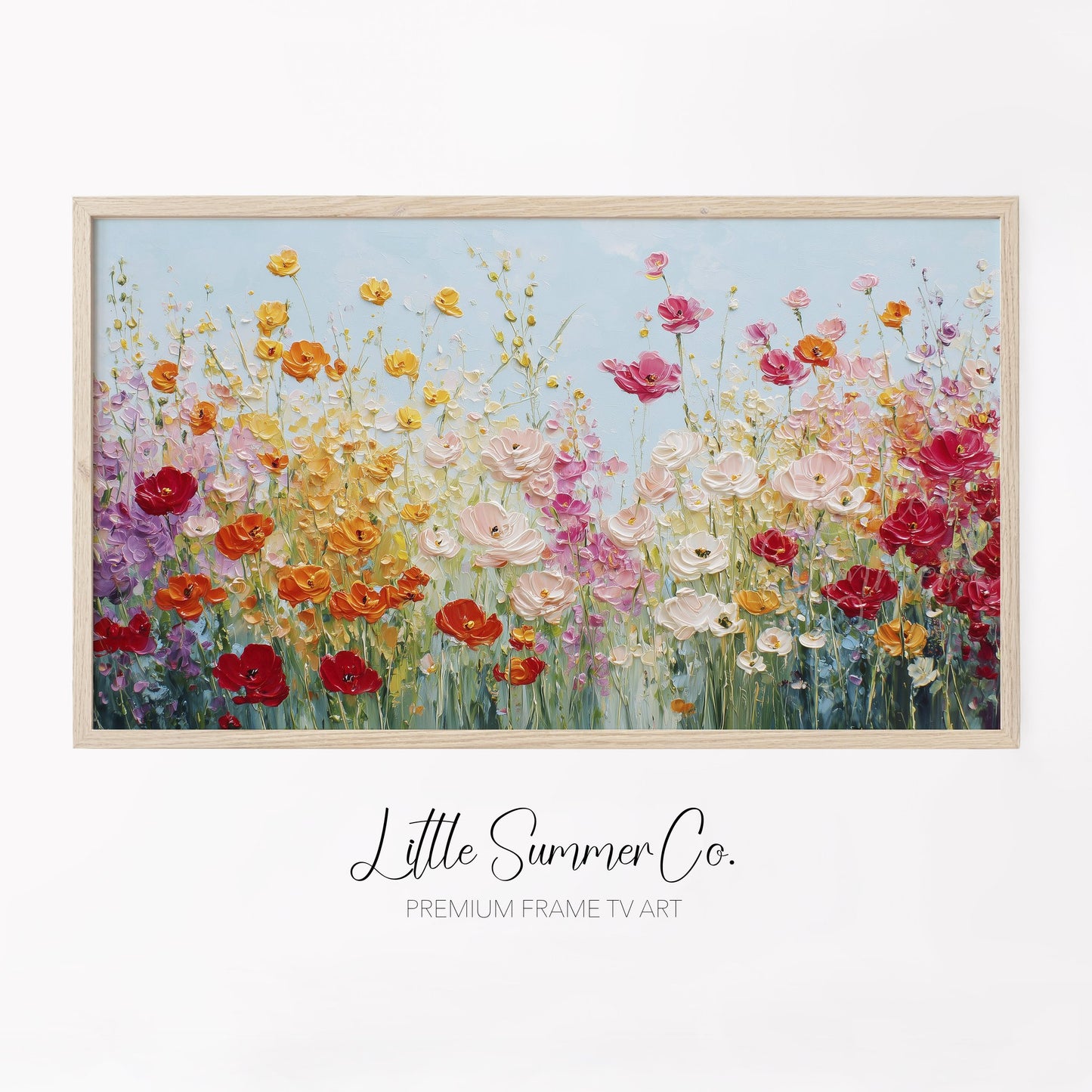 Vibrant Wildflower Meadow Bloom Frame TV Art displayed on a TV