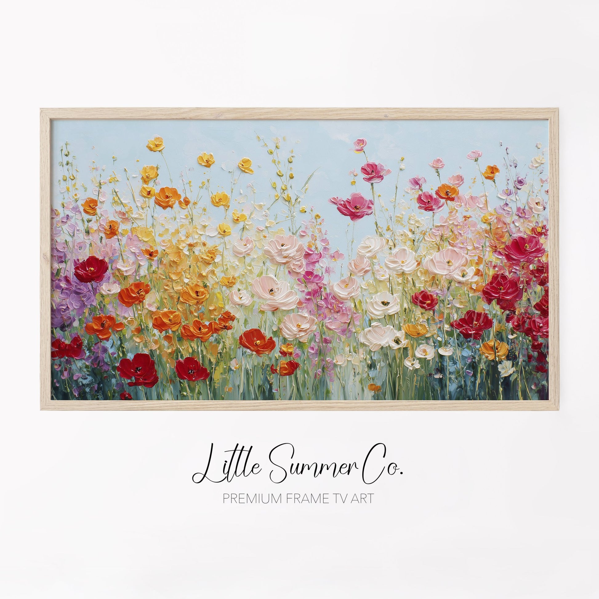 Vibrant Wildflower Meadow Bloom Frame TV Art displayed on a TV