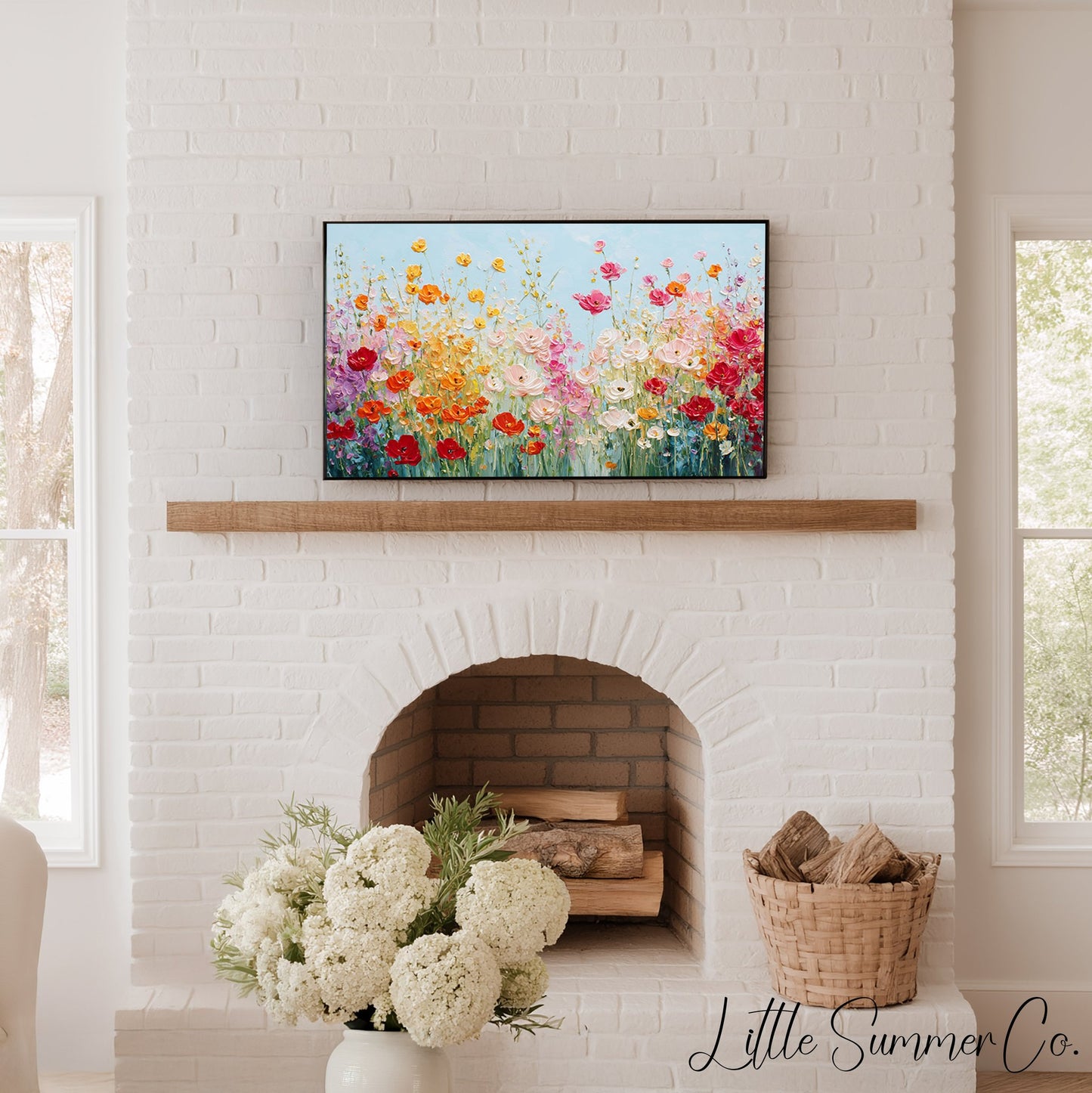 Vibrant Wildflower Meadow Bloom Frame TV Art displayed on a TV