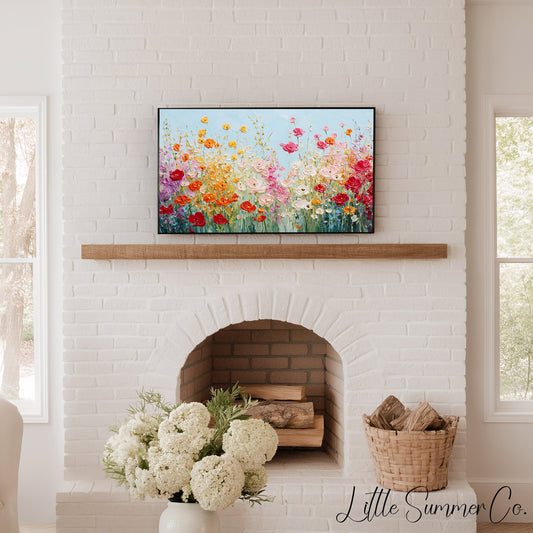 Vibrant Wildflower Meadow Bloom Frame TV Art displayed on a TV