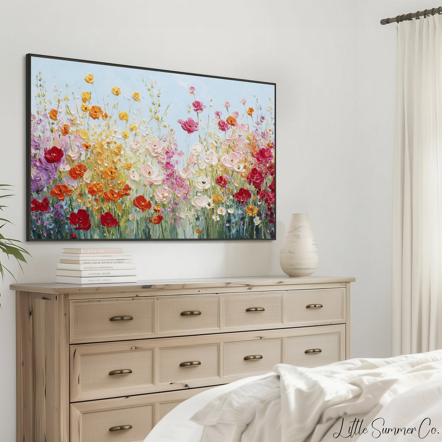 Vibrant Wildflower Meadow Bloom Frame TV Art displayed on a TV