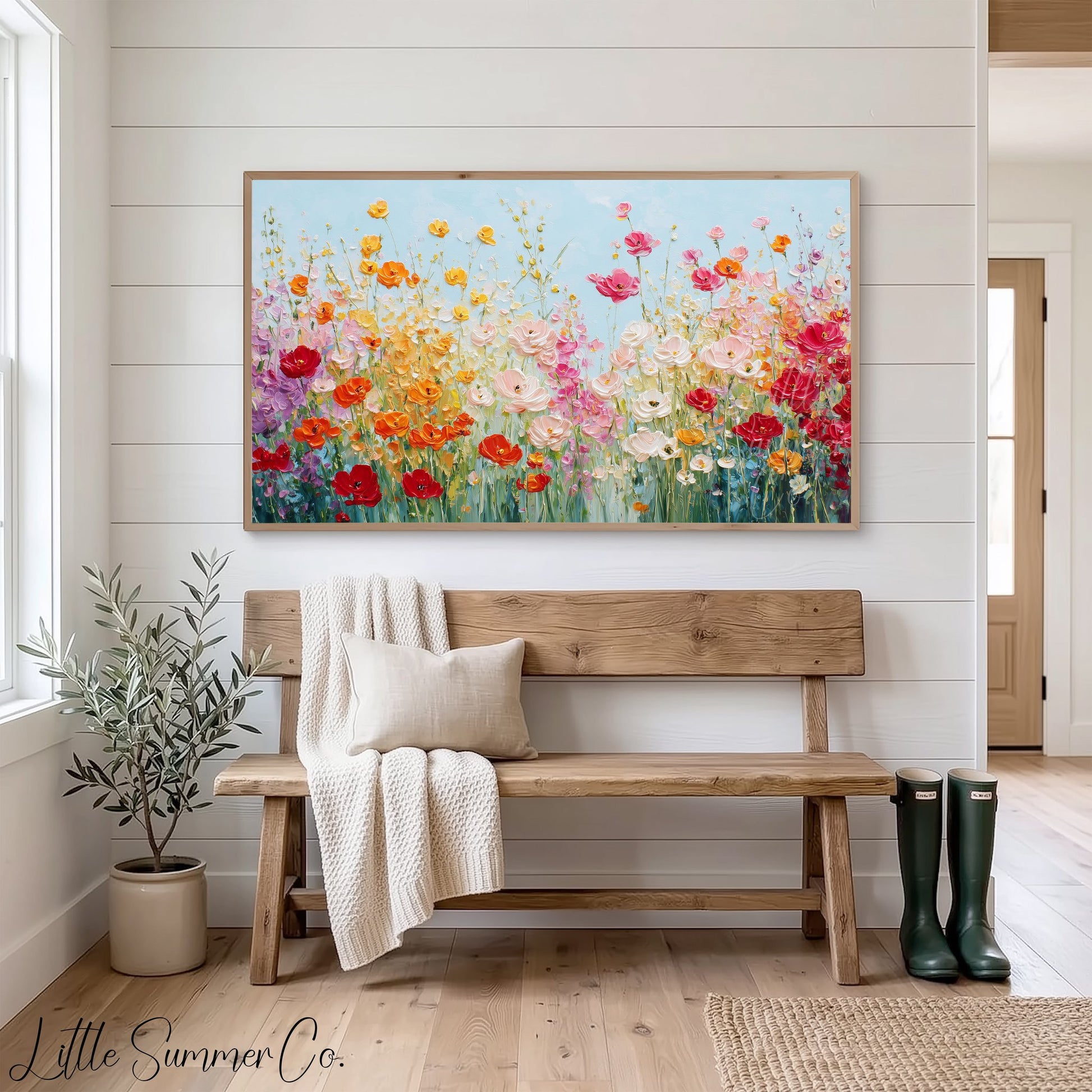 Vibrant Wildflower Meadow Bloom Frame TV Art displayed on a TV