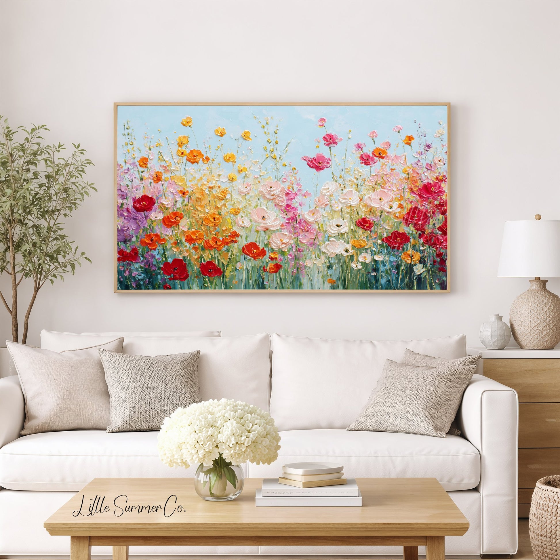 Vibrant Wildflower Meadow Bloom Frame TV Art displayed on a TV