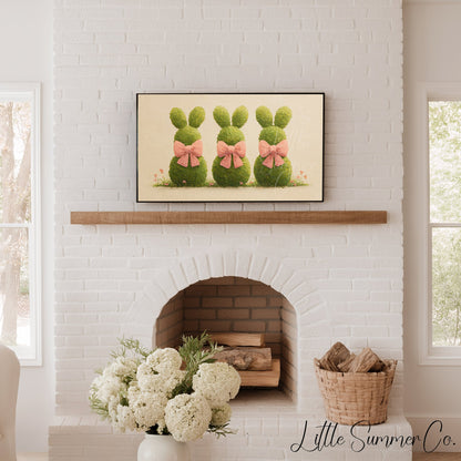 Bunny Topiary Trio Frame TV Art displayed on a TV
