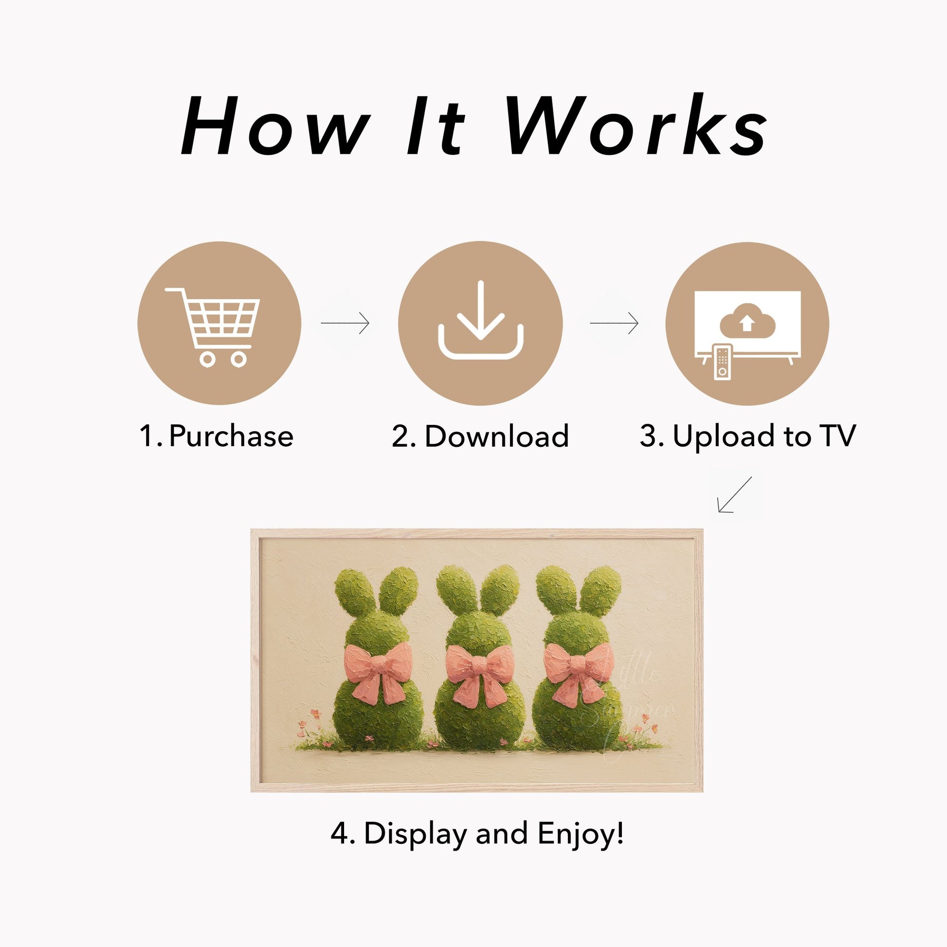 Bunny Topiary Trio Frame TV Art displayed on a TV