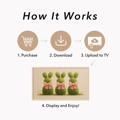 Bunny Topiary Trio Frame TV Art displayed on a TV