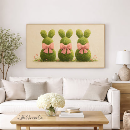Bunny Topiary Trio Frame TV Art displayed on a TV