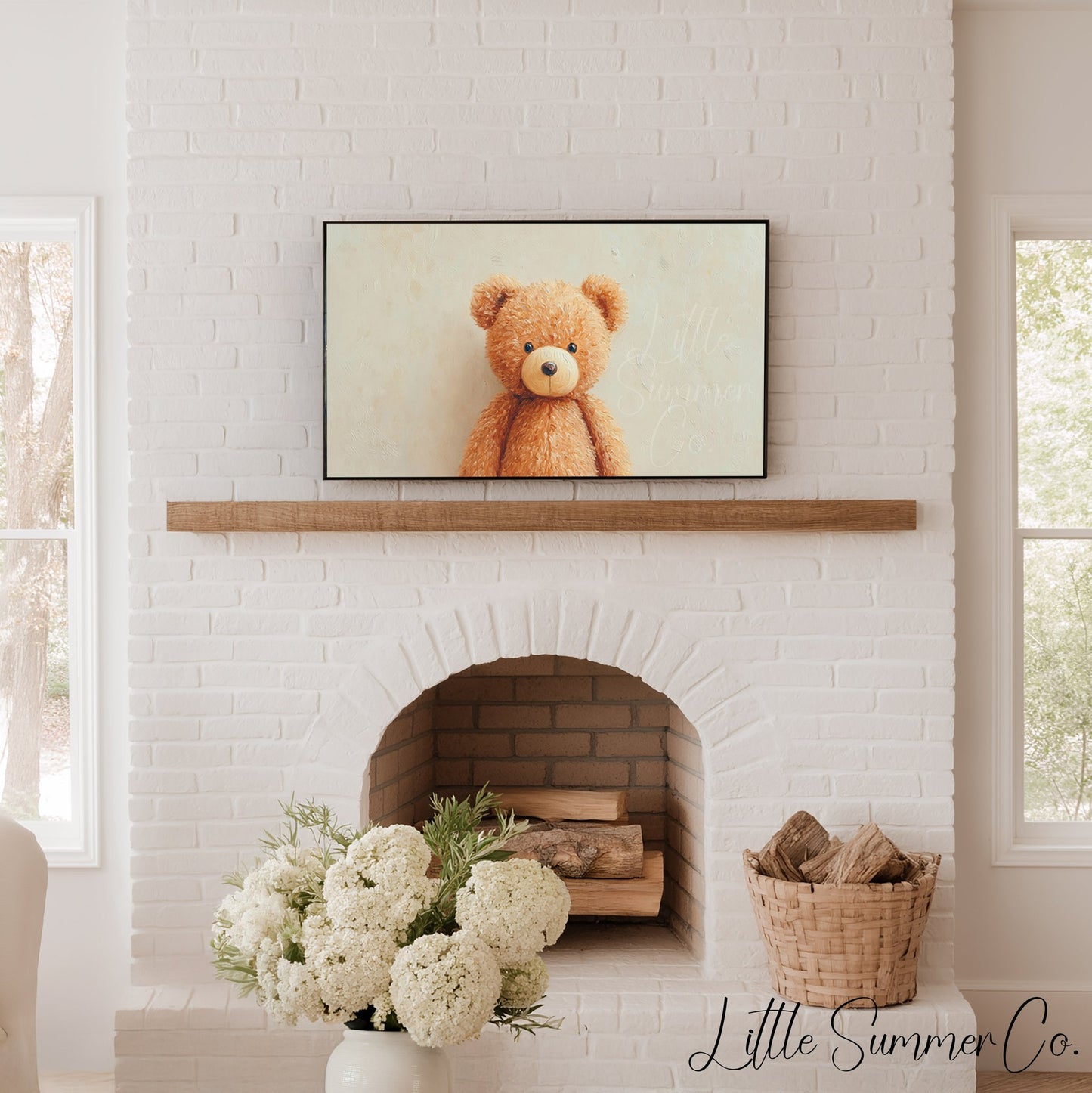 Teddy Bear Frame TV Art displayed on a TV
