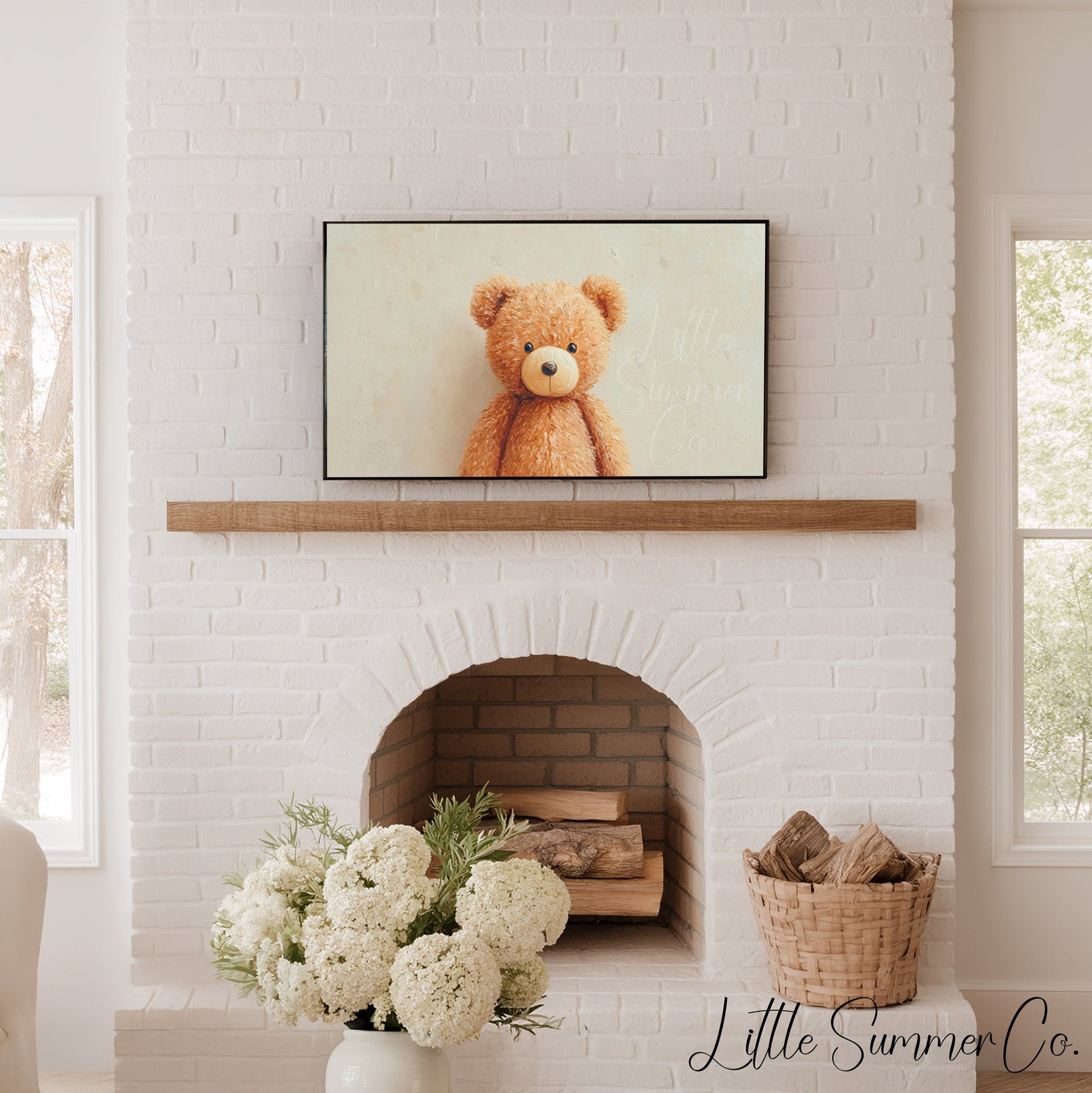 Teddy Bear Frame TV Art displayed on a TV