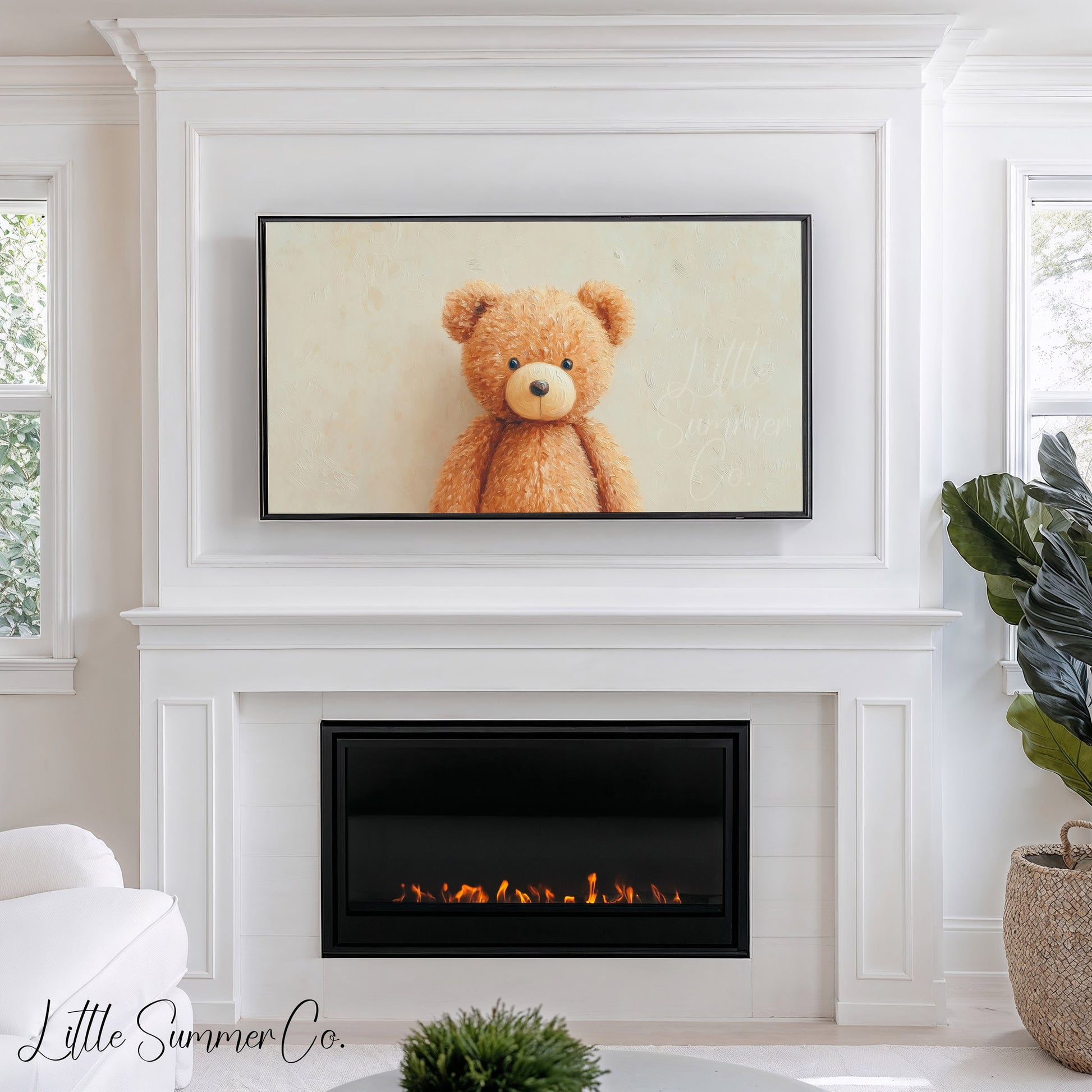 Teddy Bear Frame TV Art displayed on a TV