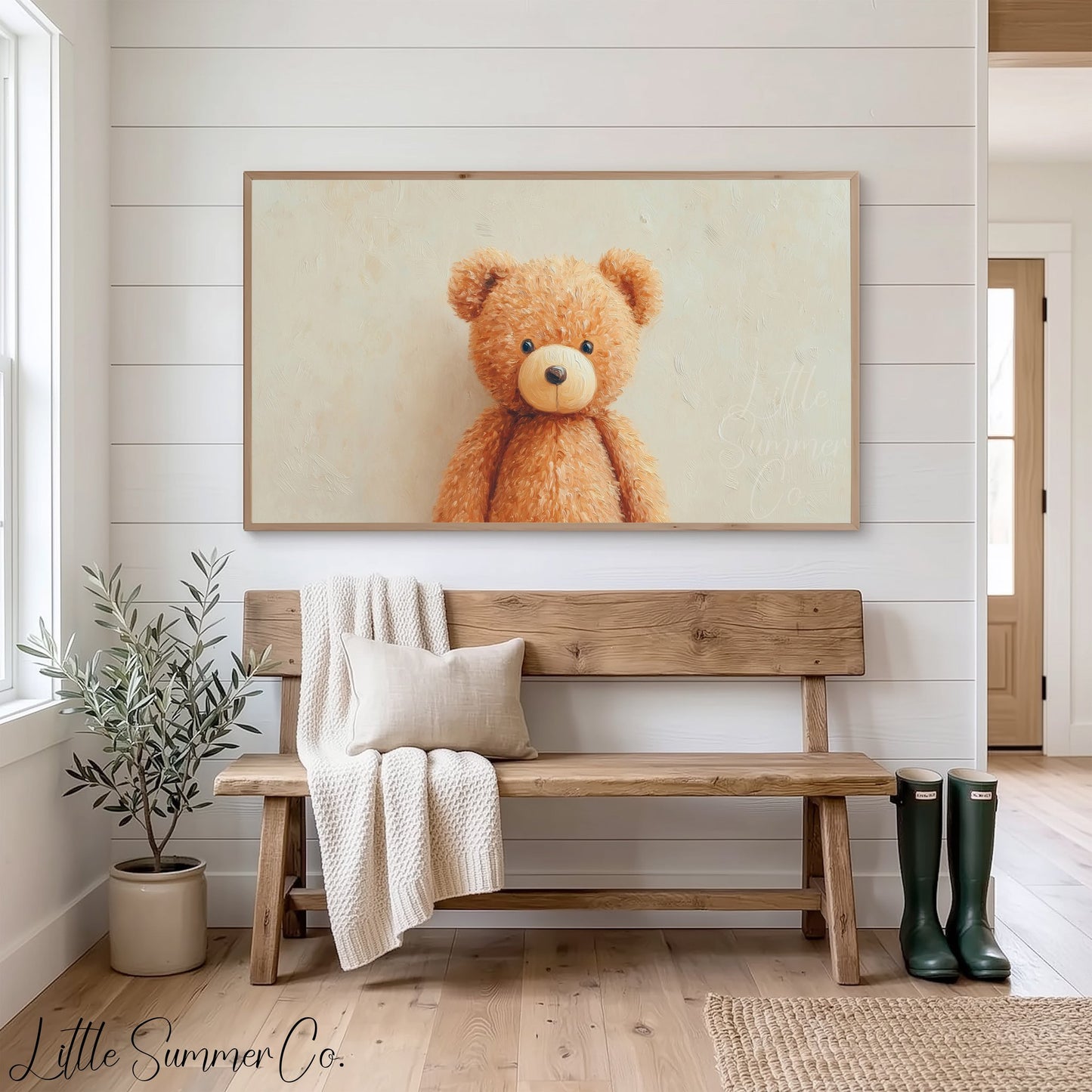 Teddy Bear Frame TV Art displayed on a TV