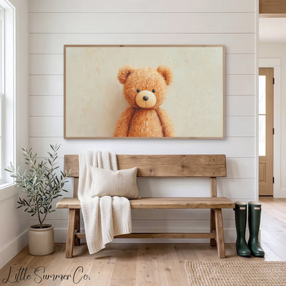 Teddy Bear Frame TV Art displayed on a TV