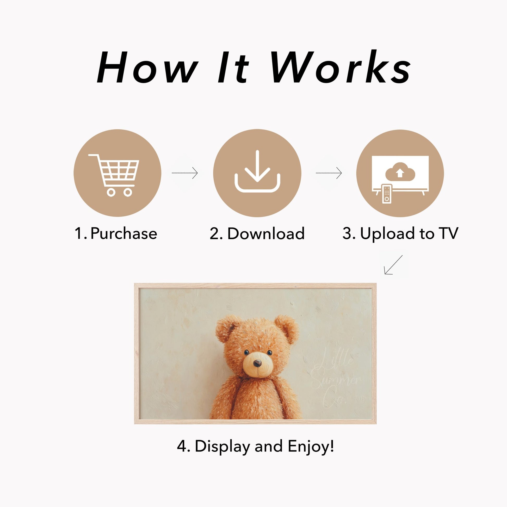 Teddy Bear Frame TV Art displayed on a TV
