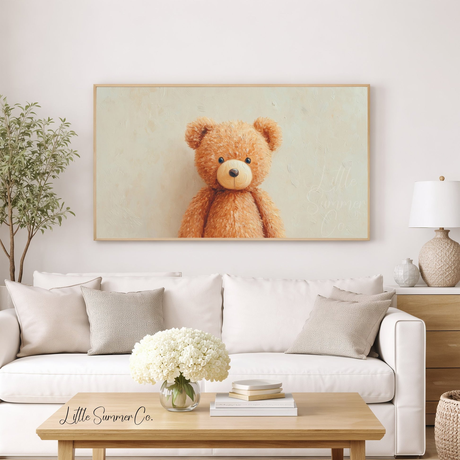 Teddy Bear Frame TV Art displayed on a TV