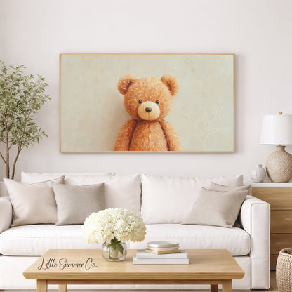 Teddy Bear Frame TV Art displayed on a TV
