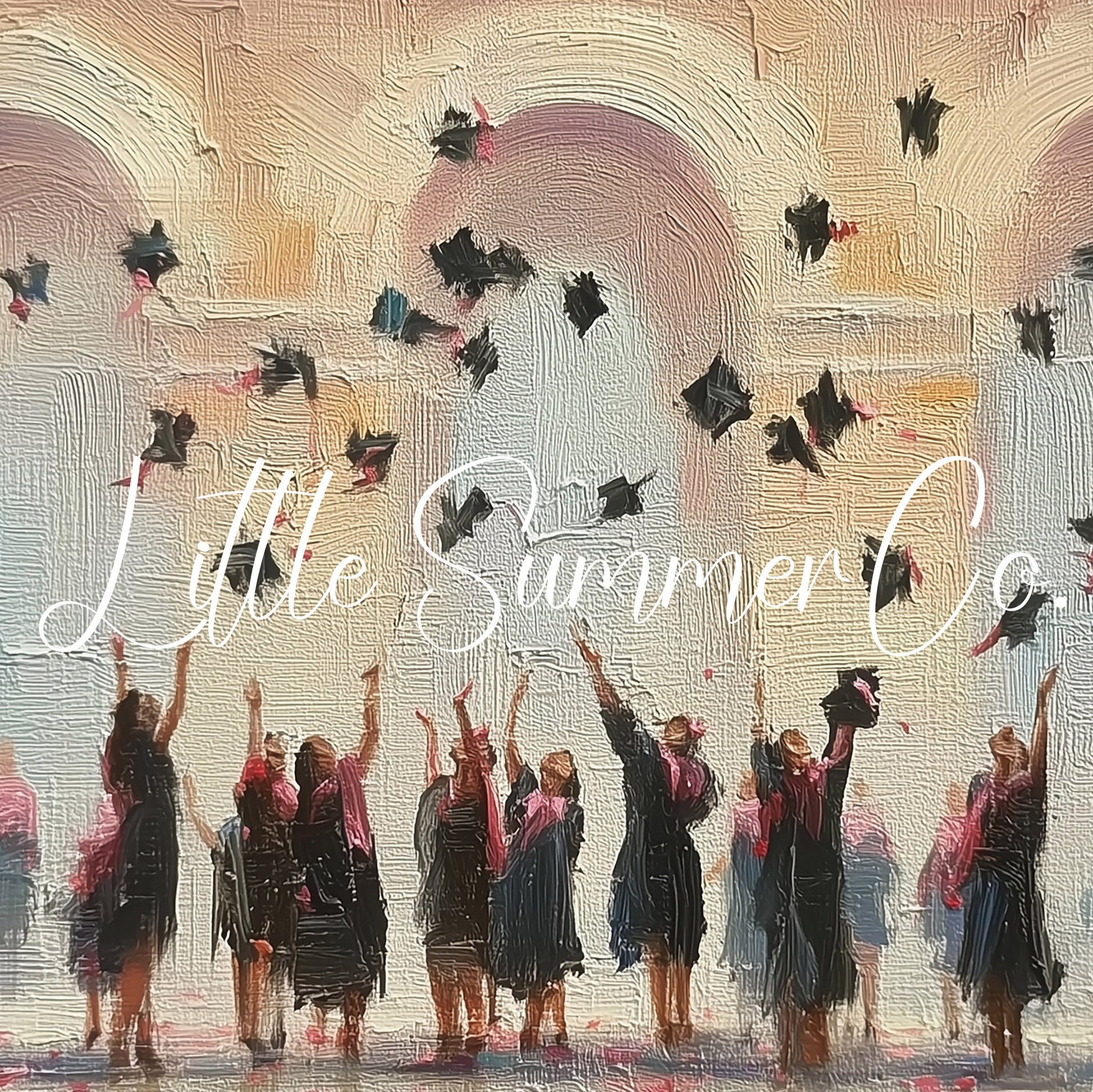 Graduation Cap Toss Celebration Frame TV Art displayed on a TV