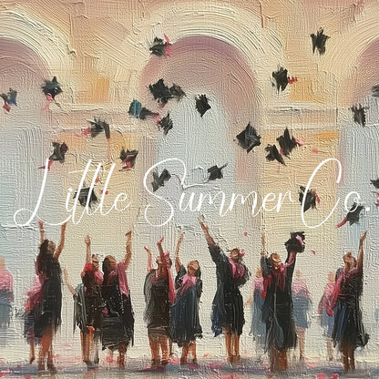Graduation Cap Toss Celebration Frame TV Art displayed on a TV