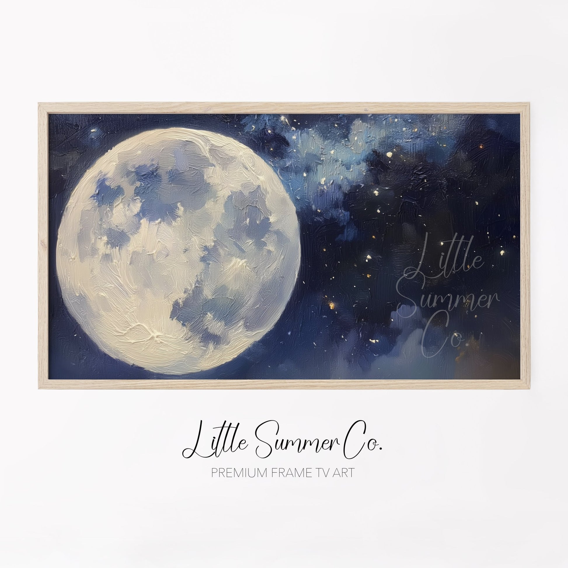 Oversized Full Moon Frame TV Art displayed on a TV