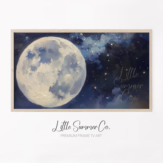 Oversized Full Moon Frame TV Art displayed on a TV
