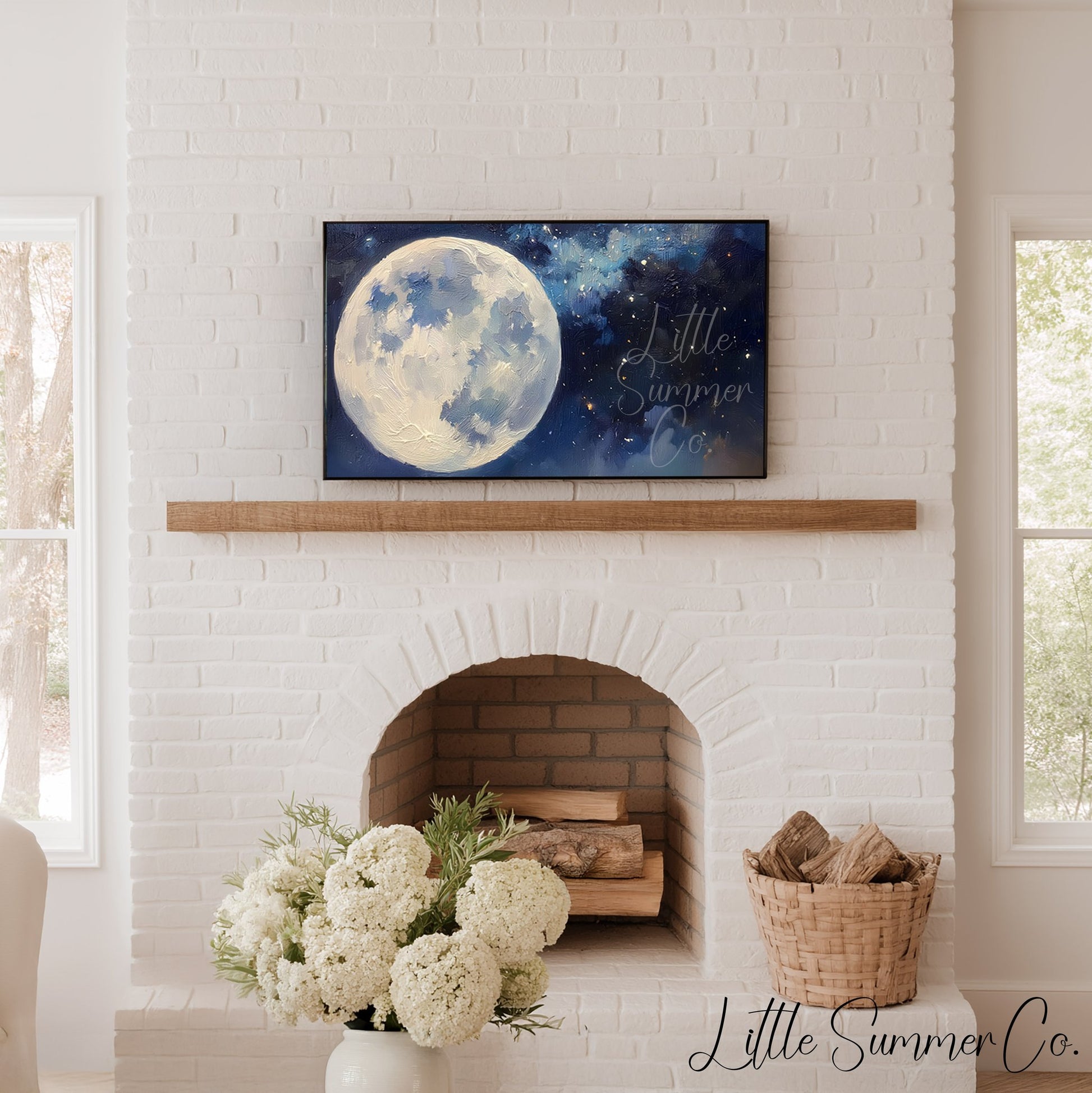 Oversized Full Moon Frame TV Art displayed on a TV