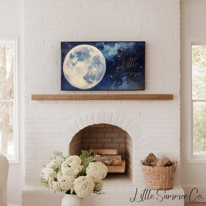 Oversized Full Moon Frame TV Art displayed on a TV