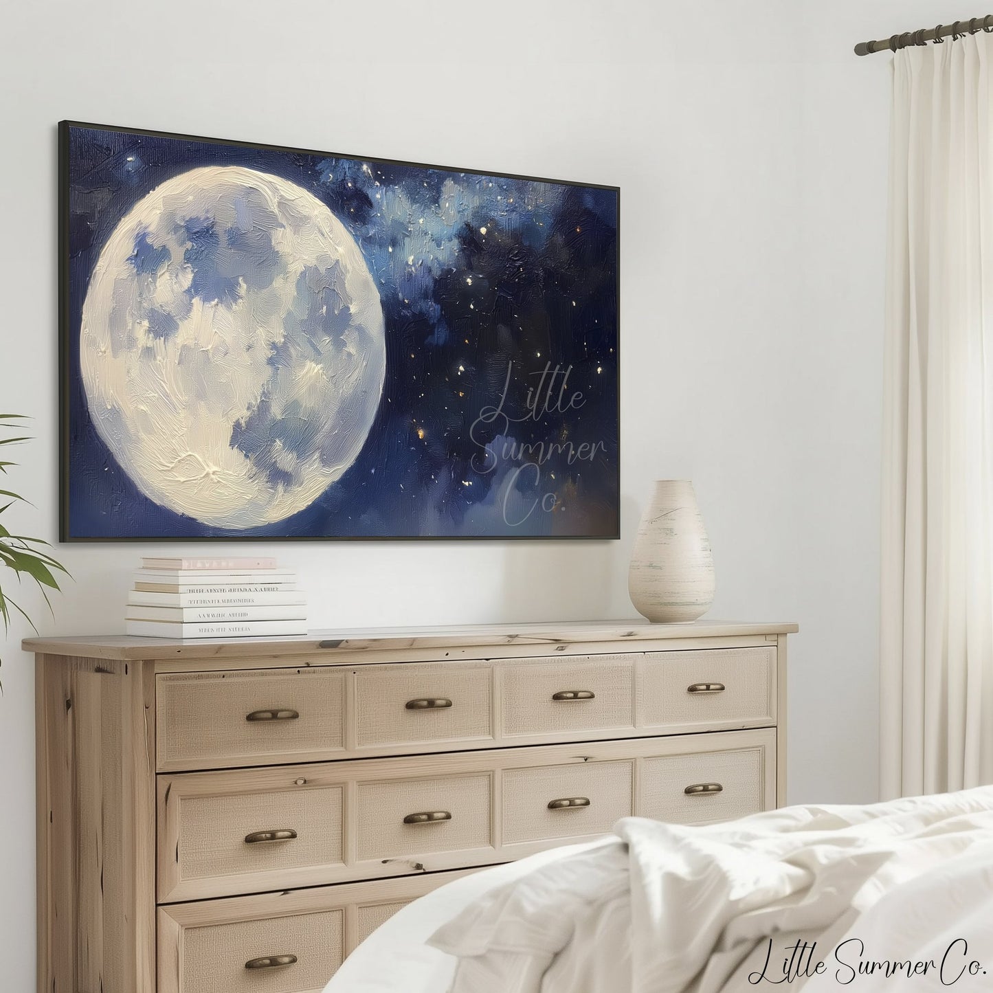 Oversized Full Moon Frame TV Art displayed on a TV