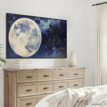 Oversized Full Moon Frame TV Art displayed on a TV