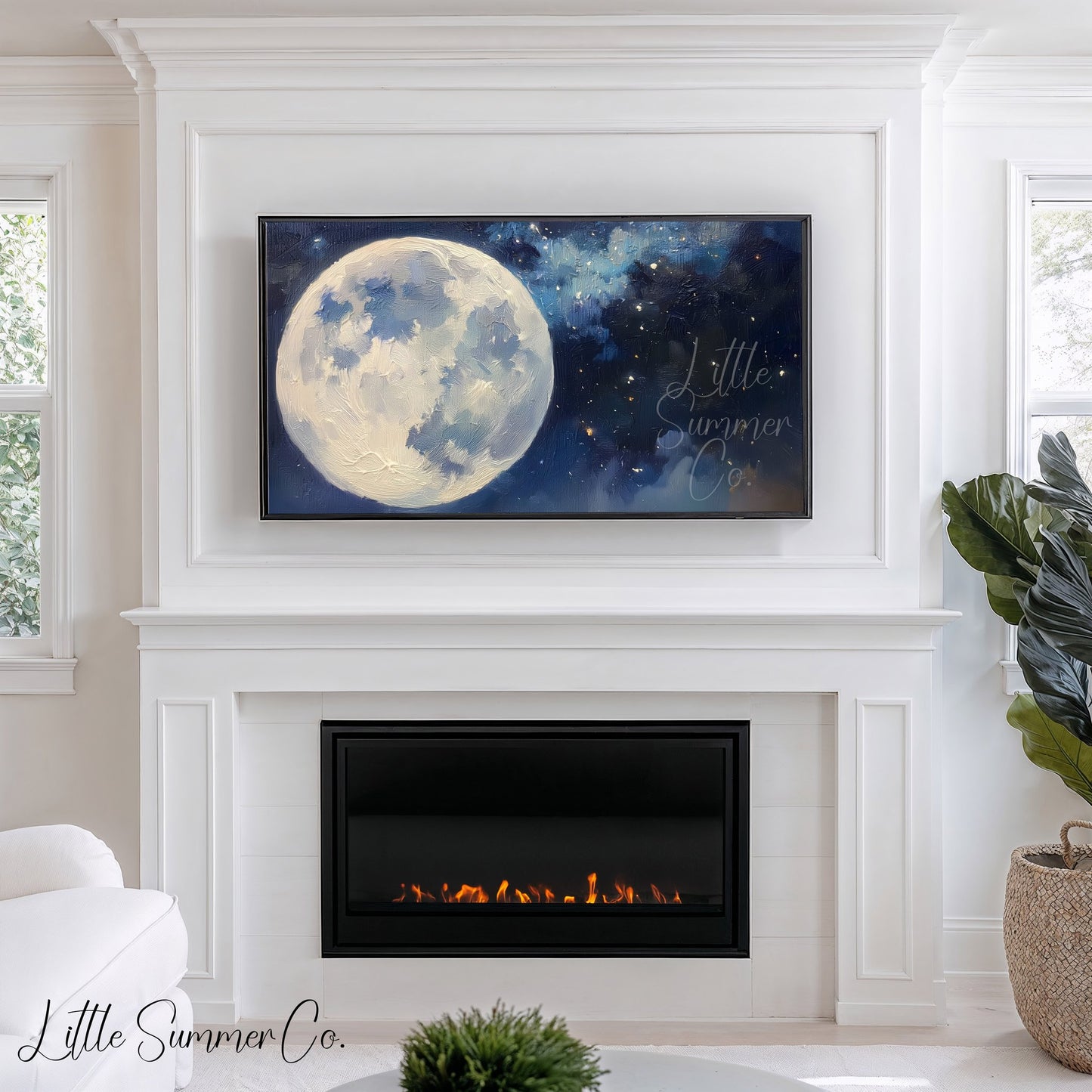 Oversized Full Moon Frame TV Art displayed on a TV