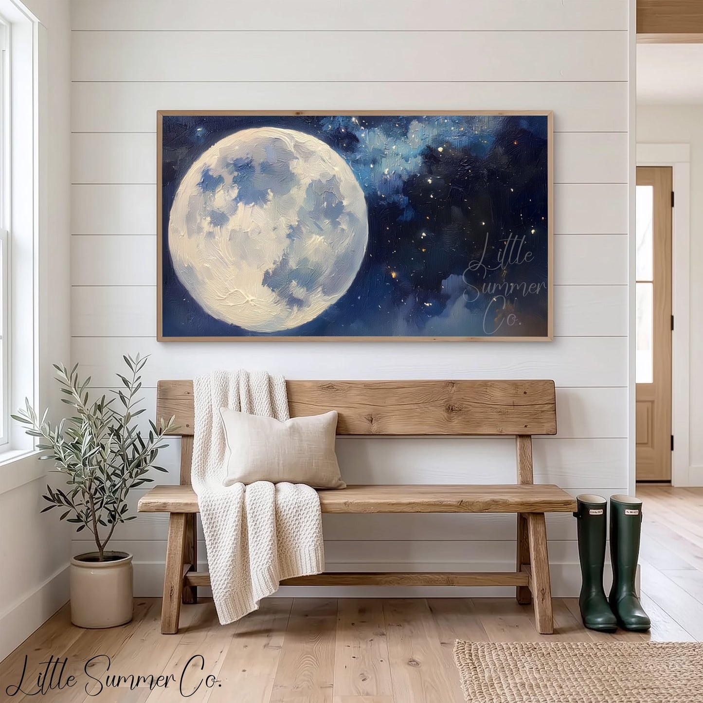 Oversized Full Moon Frame TV Art displayed on a TV