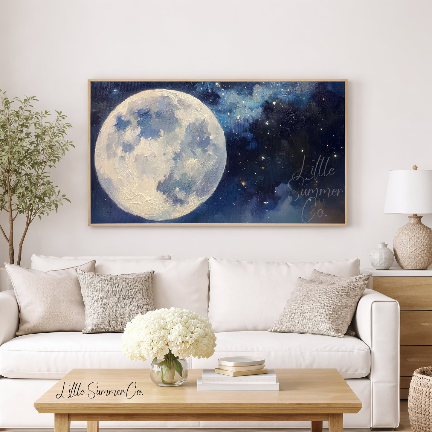 Oversized Full Moon Frame TV Art displayed on a TV