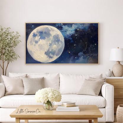 Oversized Full Moon Frame TV Art displayed on a TV