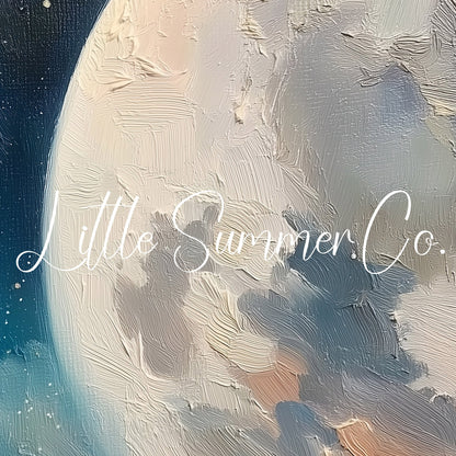 Full Moon And Starry Night Sky Frame TV Art displayed on a TV