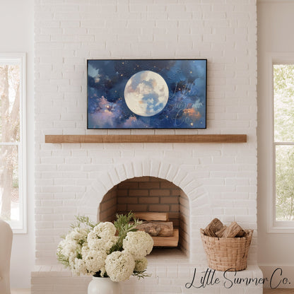 Centered Full Moon Frame TV Art displayed on a TV