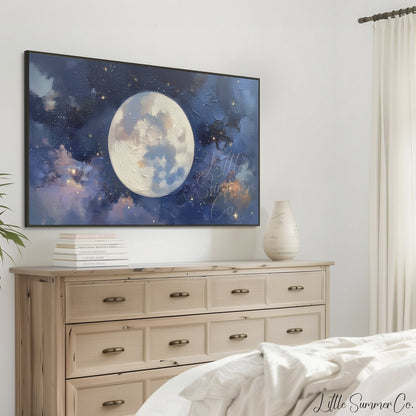 Centered Full Moon Frame TV Art displayed on a TV