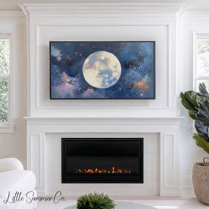 Centered Full Moon Frame TV Art displayed on a TV