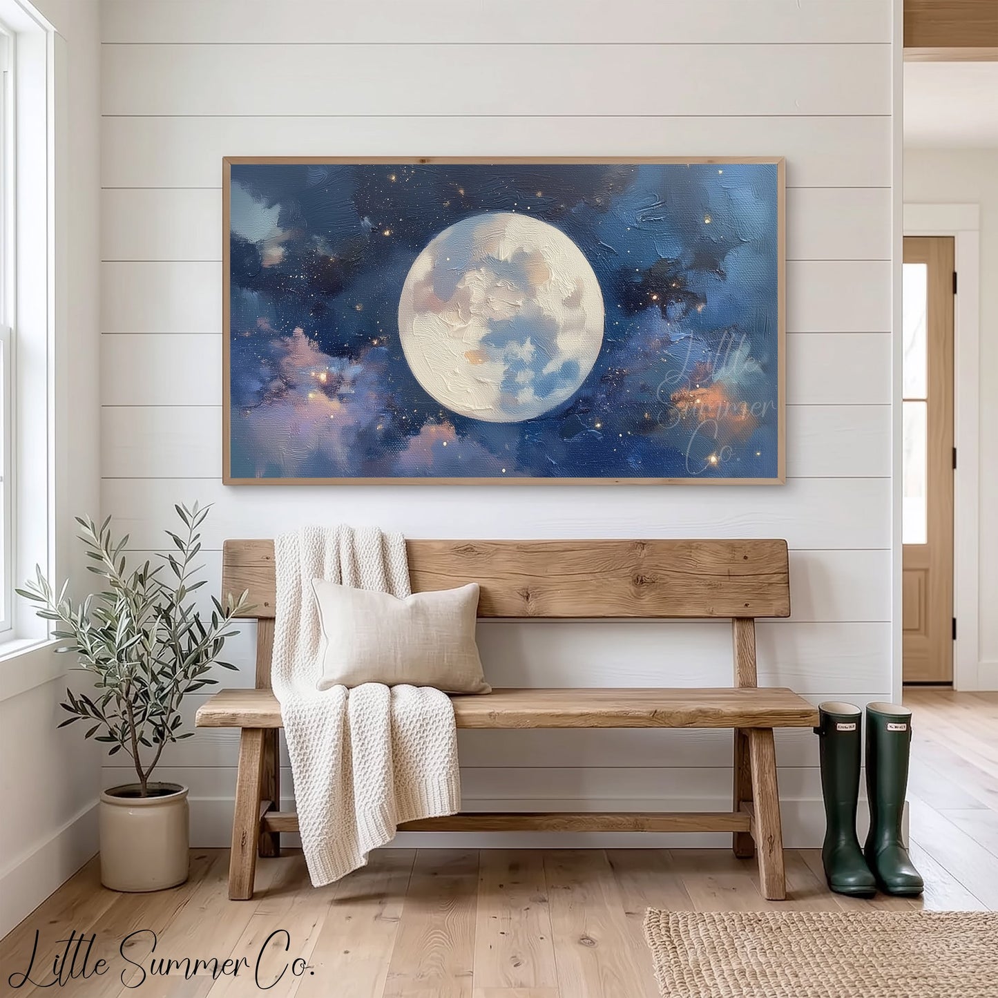 Centered Full Moon Frame TV Art displayed on a TV
