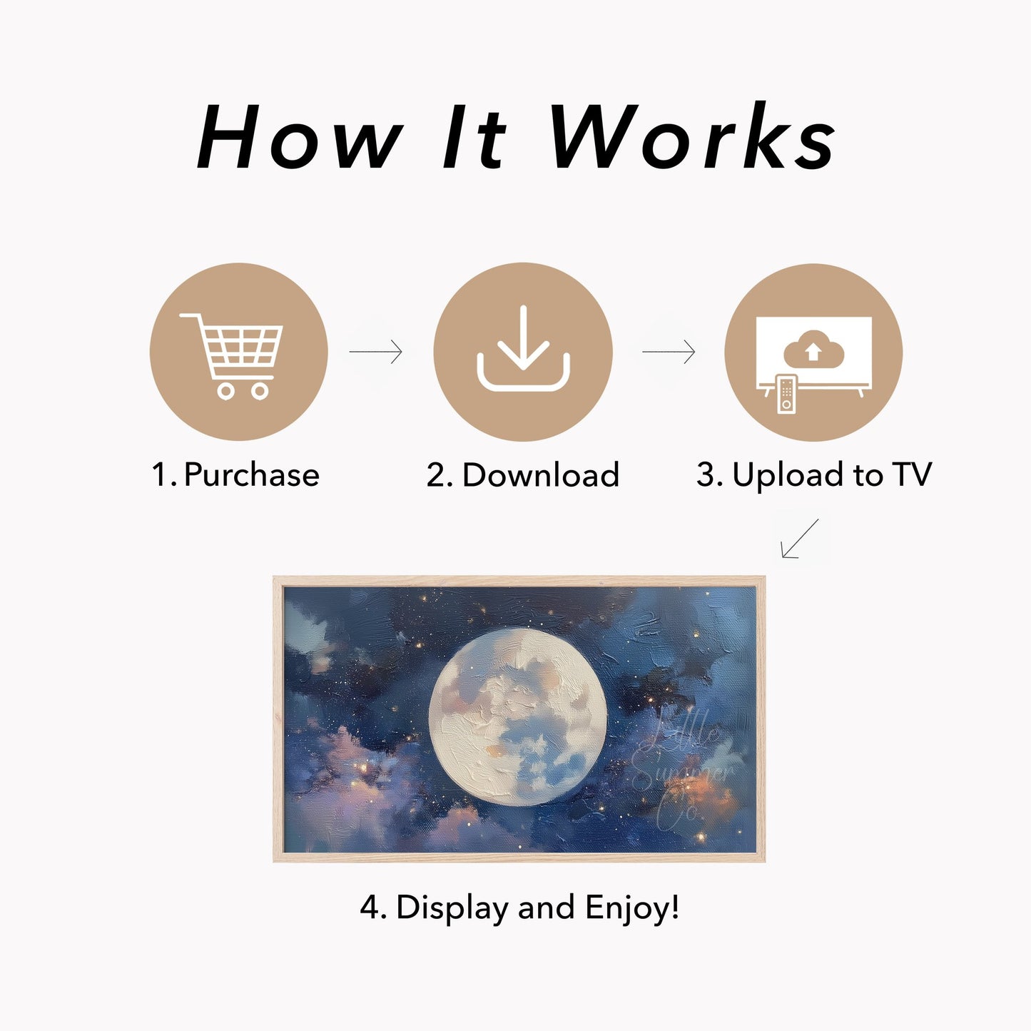 Centered Full Moon Frame TV Art displayed on a TV