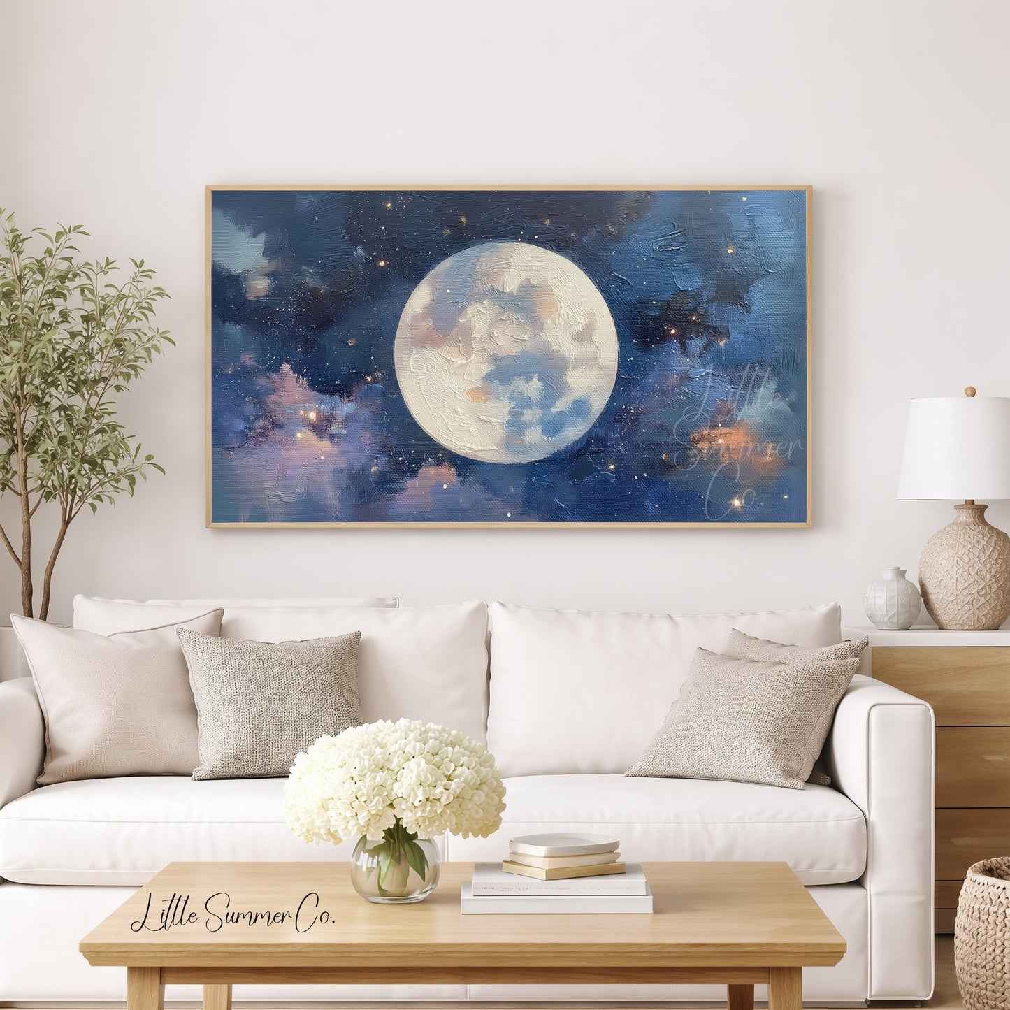Centered Full Moon Frame TV Art displayed on a TV