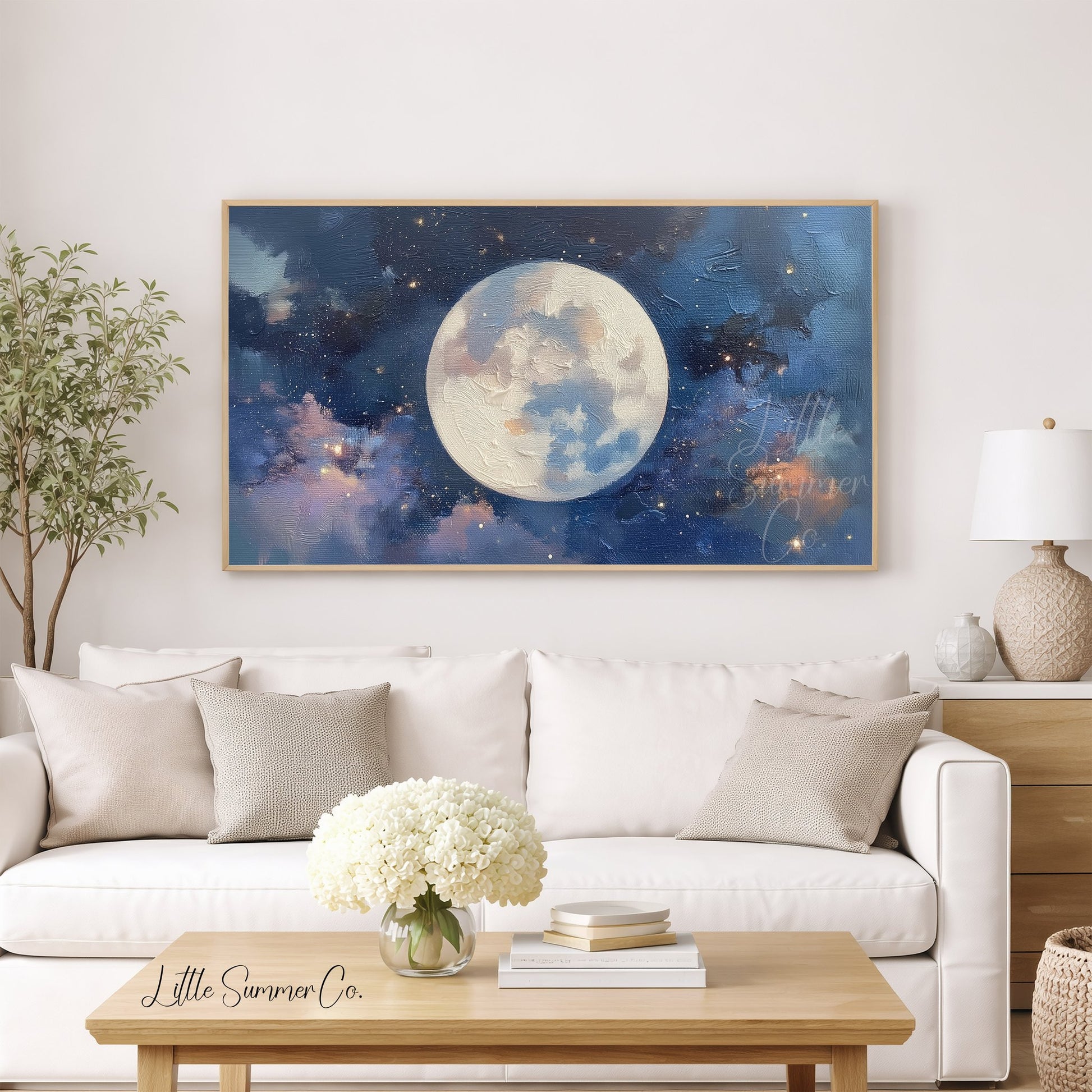 Centered Full Moon Frame TV Art displayed on a TV