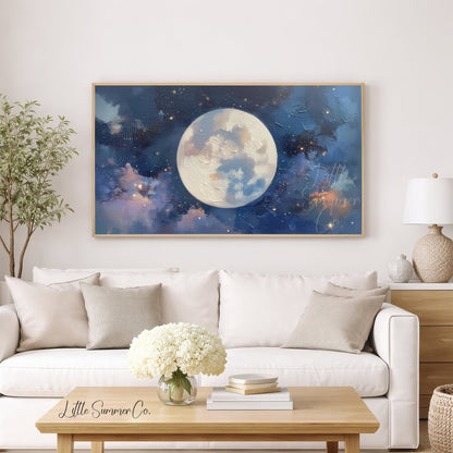 Centered Full Moon Frame TV Art displayed on a TV