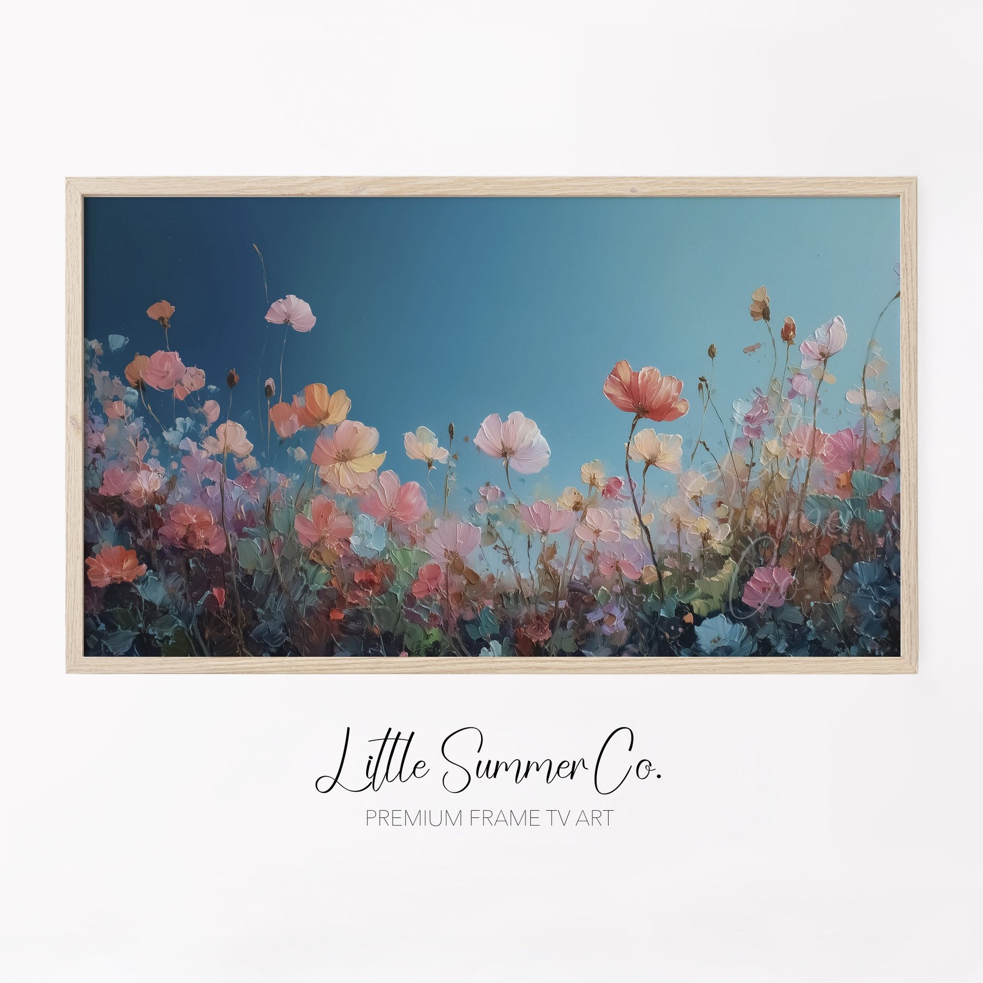 Pastel Wildflowers Frame TV Art displayed on a TV