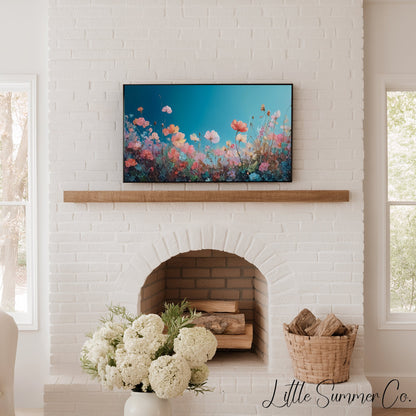 Pastel Wildflowers Frame TV Art displayed on a TV